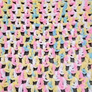 Handmade Crochet Baby Blanket Pastel Colors Soft Knit Throw 36x36
